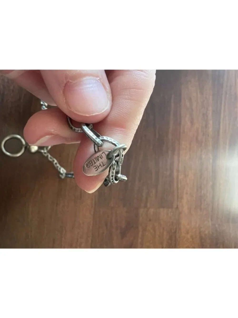 The Limited Vintage Silver Tone Chain Necklace Ball Oval Ring Pendant Drop